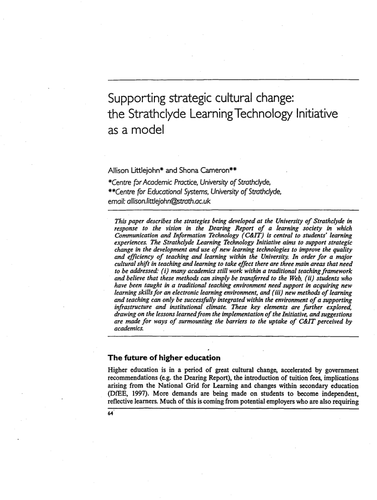 Supporting strategic cultural change: Strathclyde