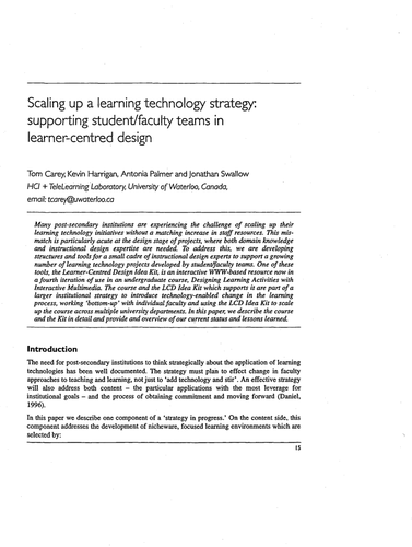 Scaling up a learning technology strategy