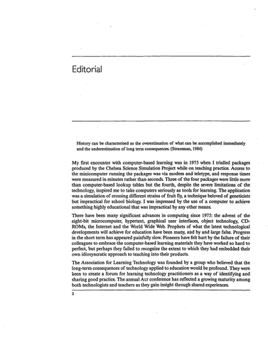 Vol 7, No 1 (1999) - Editorial