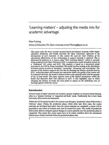 'Learning matters' - adjusting the media mix