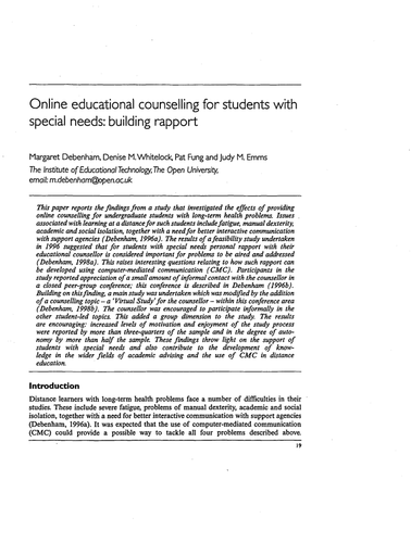 Online educational counselling for special needs