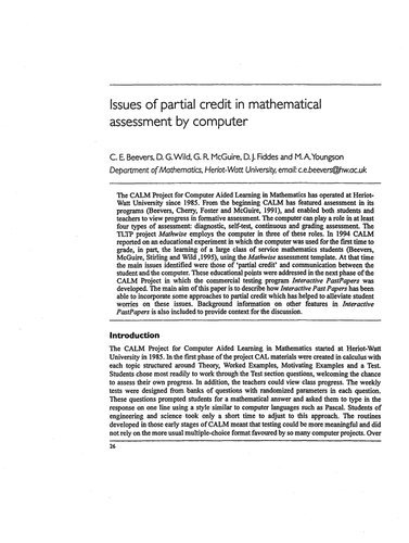 Issues of partial credit in maths assessment