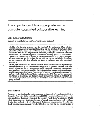 The importance of task appropriateness in learning
