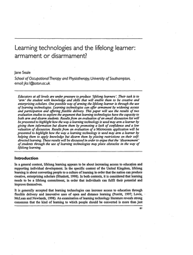 Learning technologies and the lifelong learner