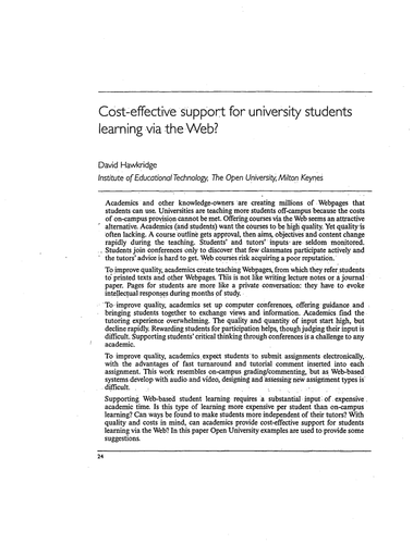 Cost-effective support for university students