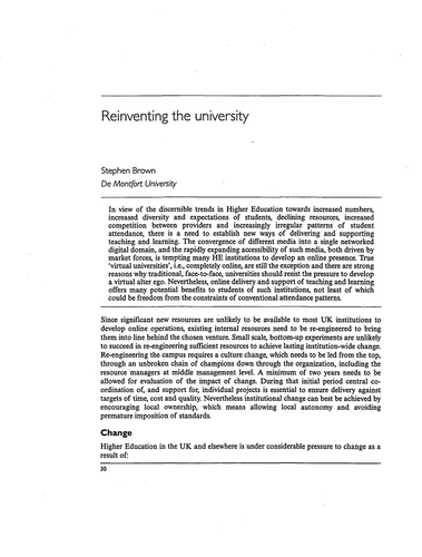 Reinventing the university