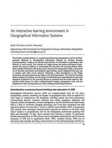 An interactive learning environment in GIS