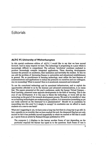 Vol 6, No 1 (1998) - Editorials