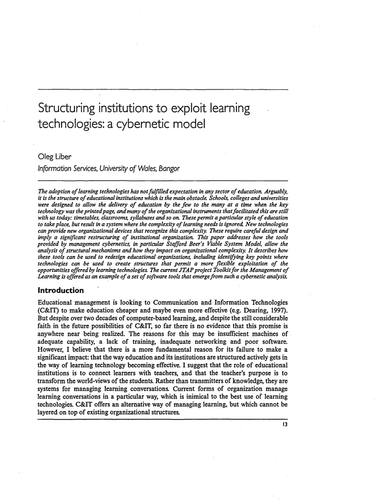 Structuring institutions to exploit learning techs