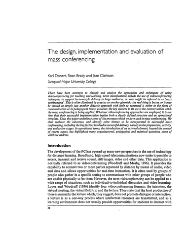 The design & implementation of mass conferencing