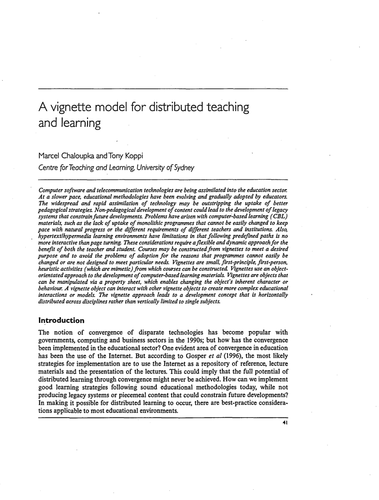 A vignette model for distributed teaching&learning