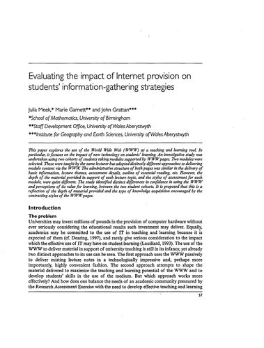 Evaluating the impact of Internet provision