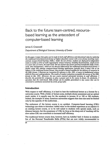 Back to the future: team-centred learning