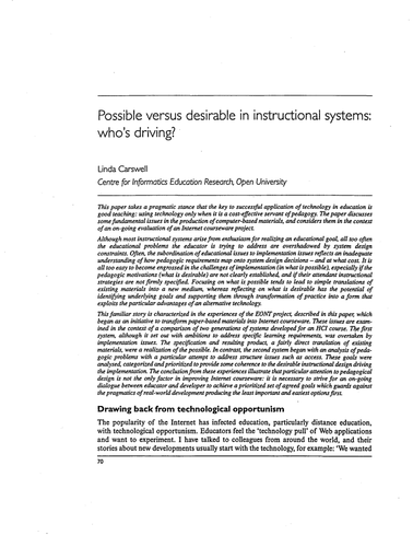 Possible versus desirable in instructional systems