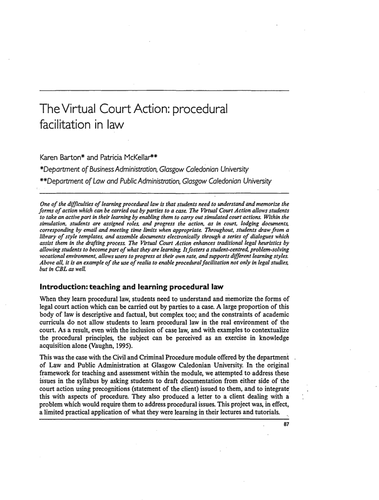 The Virtual Court Action: procedural facilitation