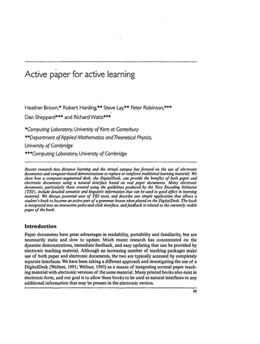 Active paper for active learning