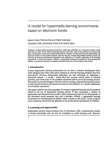 A model for hypermedia learning environments