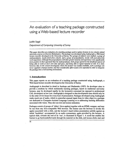 An evaluation of a teaching package - Web-based