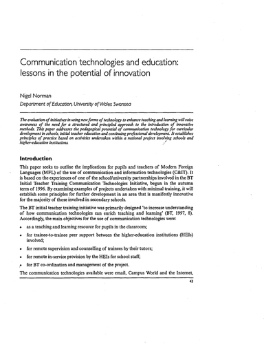 Communication technologies and education