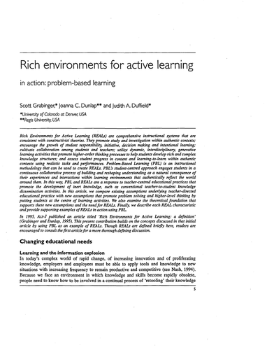 Rich environments for active learning in action