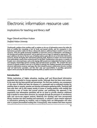 Electronic information resource use: implications
