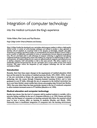 Integration of computer technology into curriculum