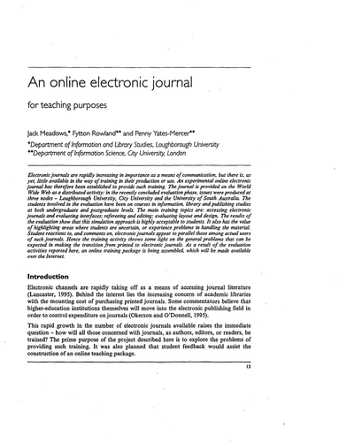 An online electronic journal for teaching purposes