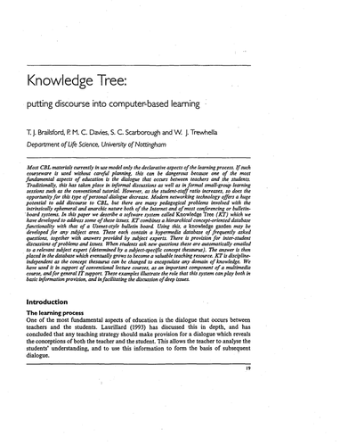 Knowledge Tree: putting discourse into learning