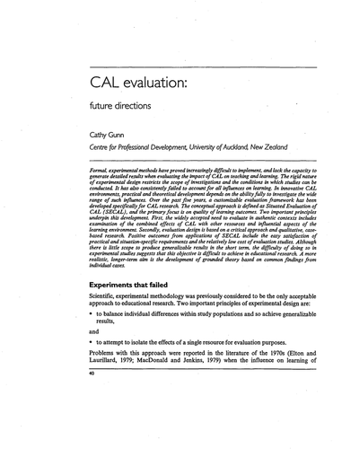 CAL evaluation: future directions