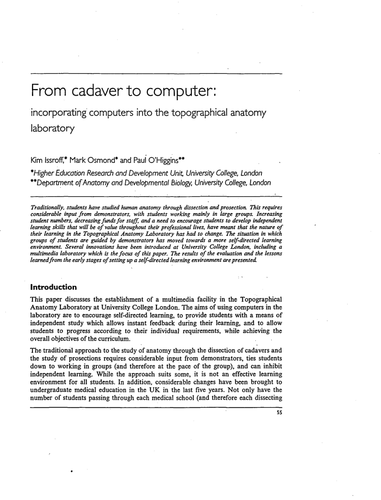 From cadaver to computer: incorporating computers