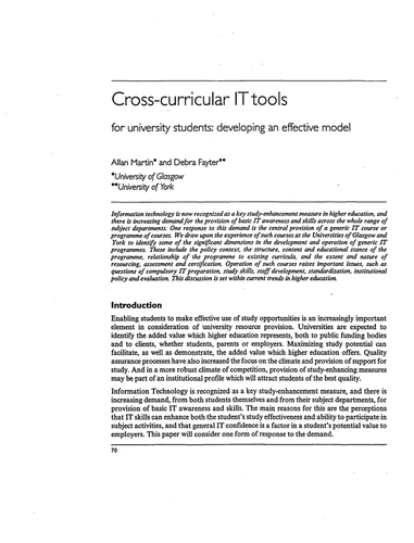Cross-curricular IT tools for university students