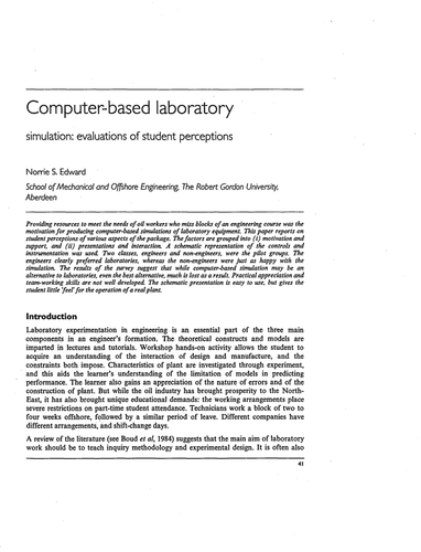 Computer-based laboratory simulation: evaluations