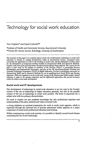 Technology for social work education