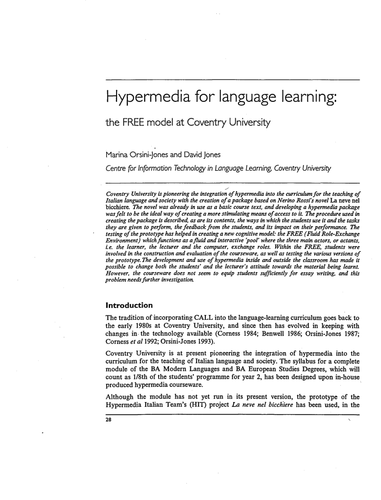Hypermedia for language learning: the FREE model