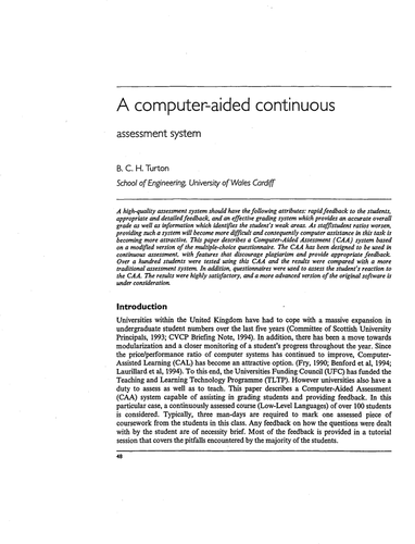 A computer-aided continuous assessment system