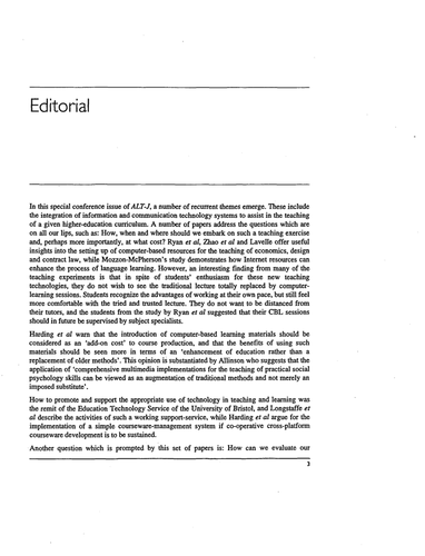 Vol 4, No 1 (1996) - Editorial