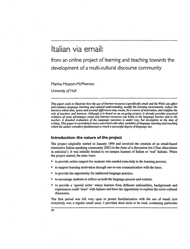 Italian via email: from an online project