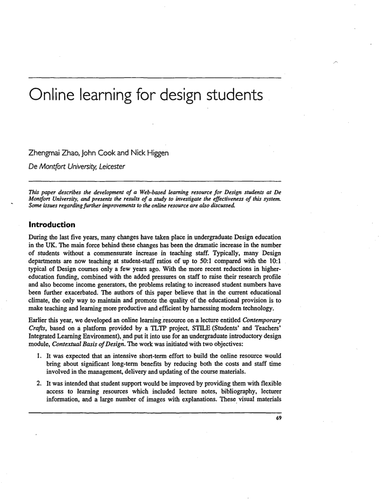 Online learning for design students