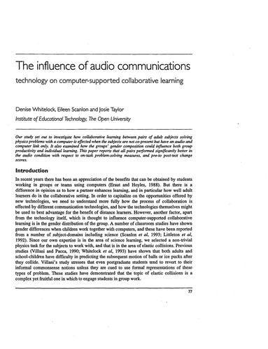 The influence of audio communications technology