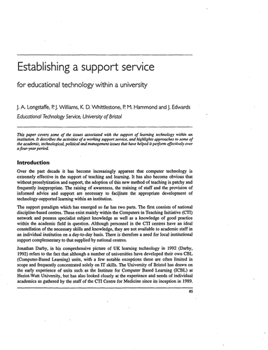 Establishing support service for educational tech
