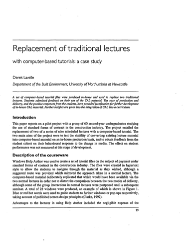 Replacement of traditional lectures: a case study