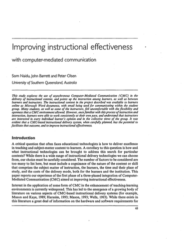 Improving instructional effectiveness