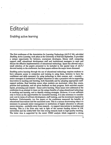 Vol 3, No 1 (1995) - Editorial