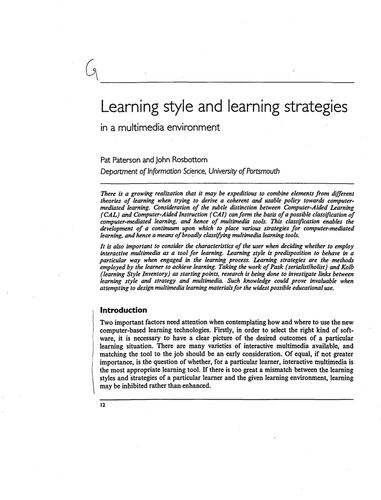 Learning style and learning strategies