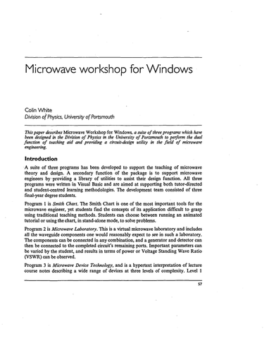 Microwave workshop for Windows