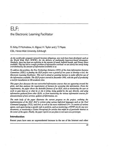 ELF: the Electronic Learning Facilitator