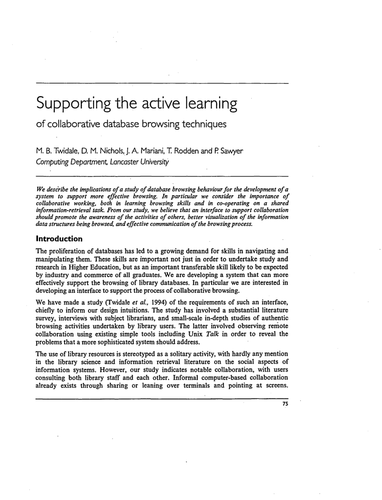 Supporting the active learning - collaborative