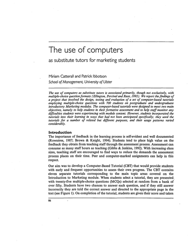 The use of computers as substitute tutors