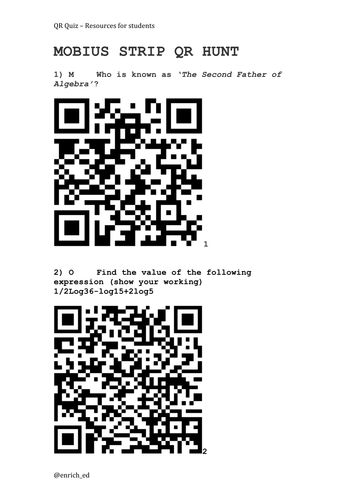 MOBIUS STRIP: A GENERAL MATHS QR HUNT