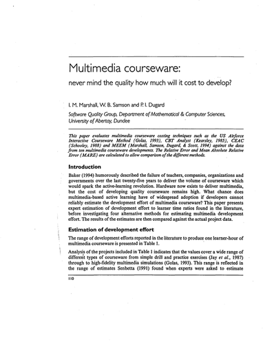 Multimedia courseware: never mind the quality